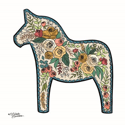 Framed Floral Horse Print