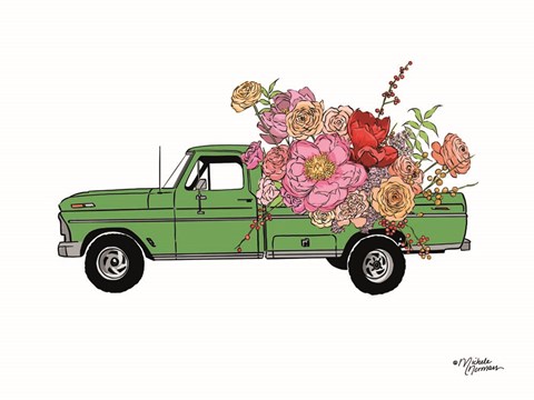 Framed Floral Truck Print