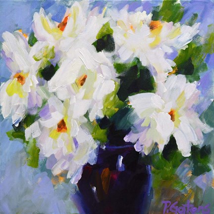 Framed White Peony Bouquet Print