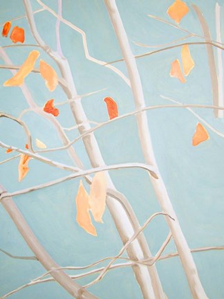 Framed Trees with Orange Leaves Print