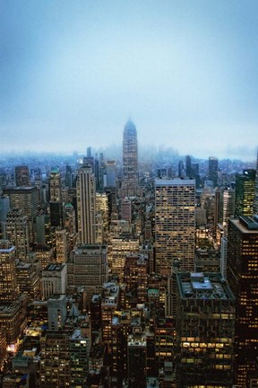 Framed New York View by Night Print