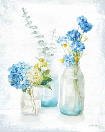 Framed Beach Cottage Florals III - No Shells Print