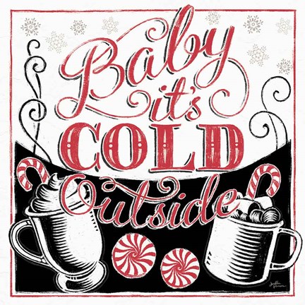 Framed Merry Little Christmas BWR Print