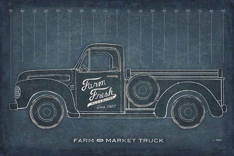 Framed Farm Truck Blueprint Print