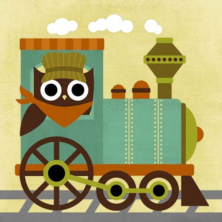 Framed Owl Train Conductor Print