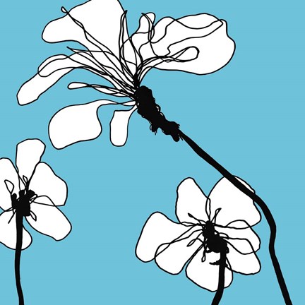 Framed Flowers in Blue 1 Print