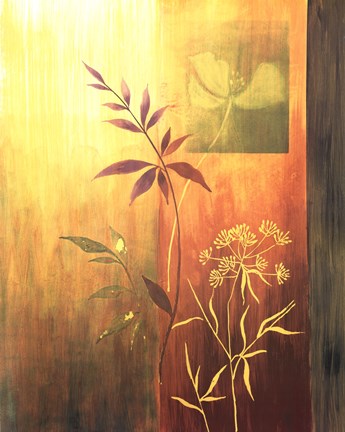 Framed 6 Green Leaves Print