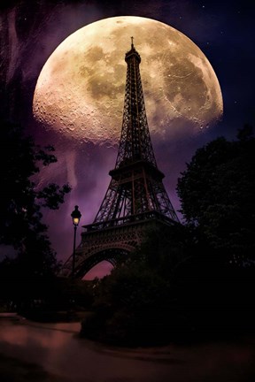 Framed Moonlight in Paris Print