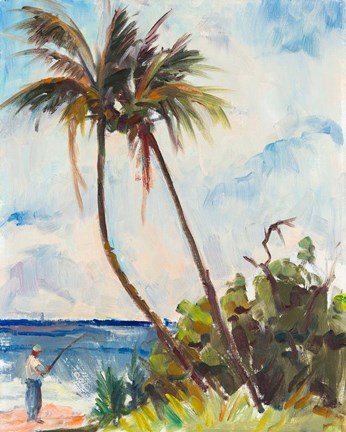 Framed Fishing under Palms Print