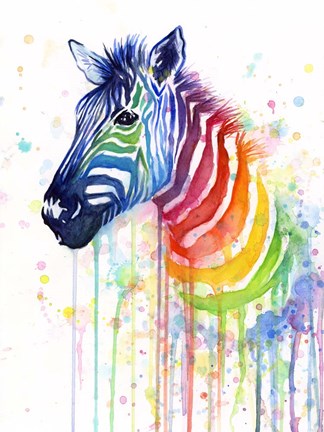 Framed Rainbow Zebra Print