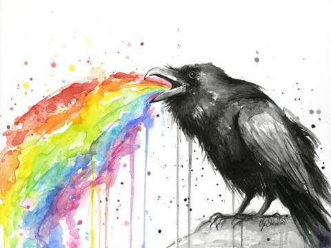 Framed Raven Tastes the Rainbow Print