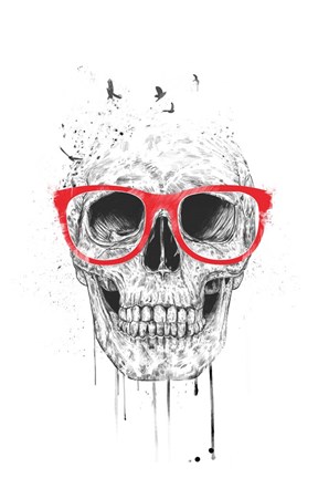Framed Skull With Red Glasses Print