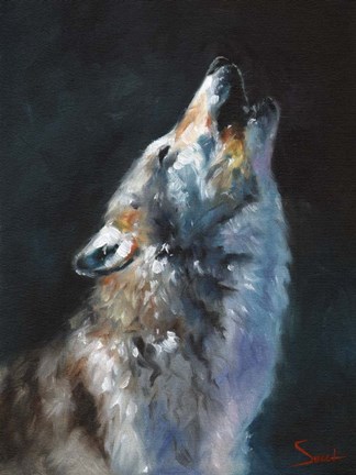 Framed Wolf Howling Print