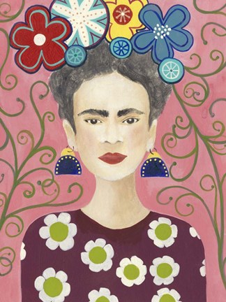 Framed Frida Floral I Print