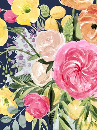 Framed Blossomy Gathering III Print