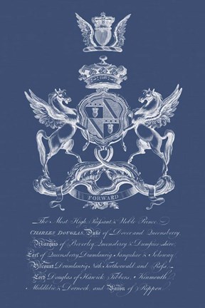 Framed Heraldry on Navy IV Print