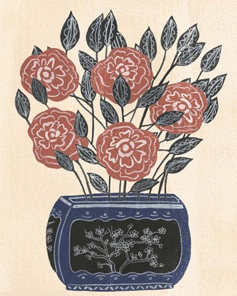 Framed Vase of Flowers II Print