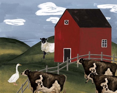 Framed Red Cottage II Print