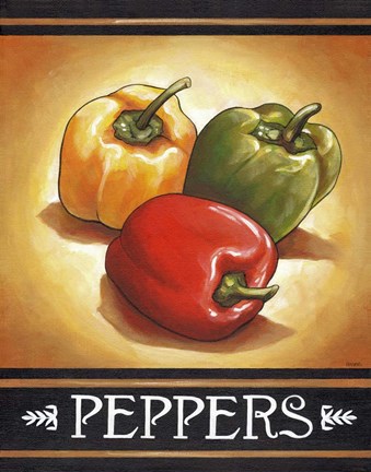 Framed Market Sign Peppers Print