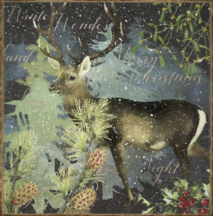 Framed Christmas Deer II Print