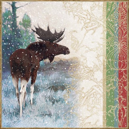 Framed Snow White Christmas Moose Print
