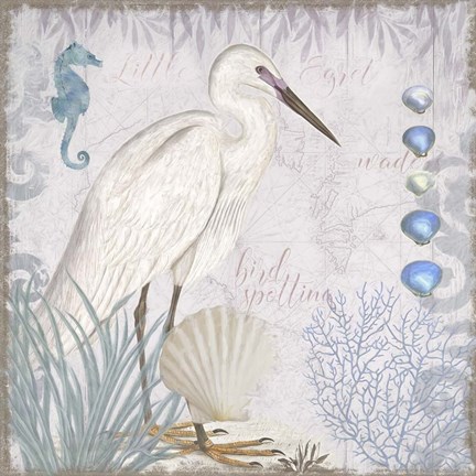 Framed Waders II Little Egret Print