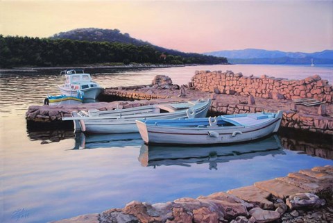 Framed Dalmatian Island Evening Print