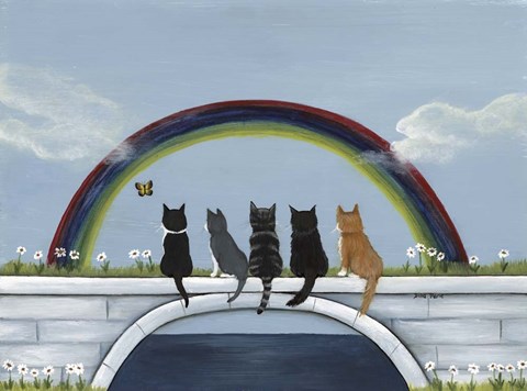 Framed Rainbow Bridge Kitties Print