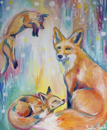 Framed Psychedelic Foxes Print