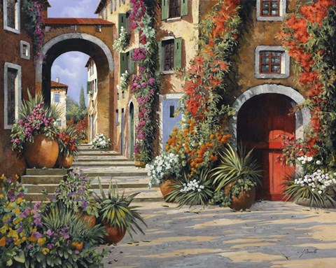 Framed Un&#39;altra Porta Rossa Sulla Salita Print