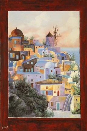 Framed Dalla Finestra Il Mulino A Santorini Print