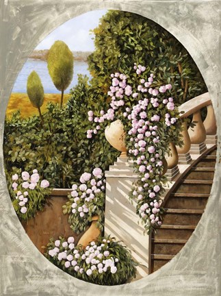 Framed Ovale Scala Con Vaso Print