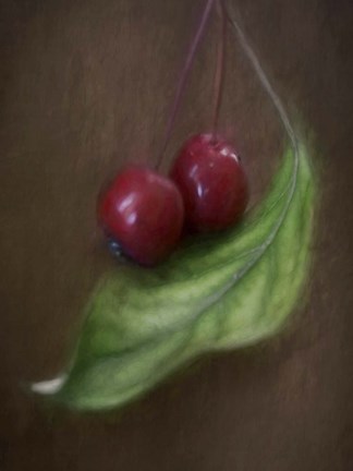 Framed Berries On Leaf Print