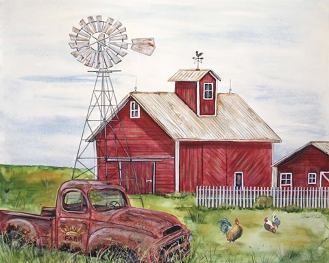 Framed Rural Red Barn A Print