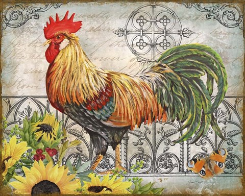 Framed Ironwork Rooster A Print