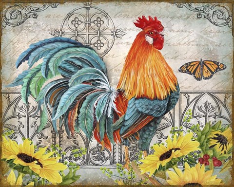 Framed Ironwork Rooster B Print