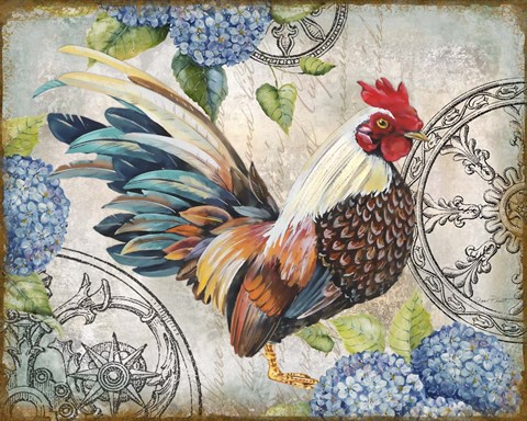 Framed Ironwork Rooster C Print