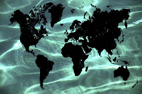 Framed Pure Ocean World Map 1 Print