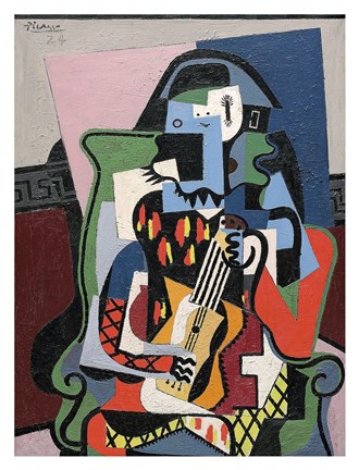 Framed Harlequin Musician, 1924 (Arlequin Musicien) Print