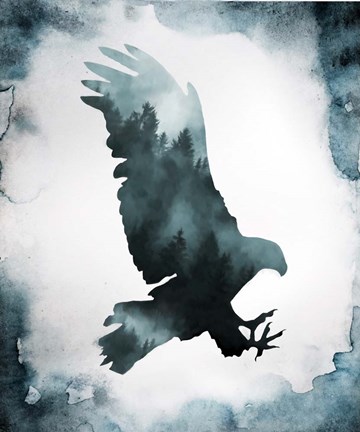 Framed Moody Blue Eagle Silhouette Print