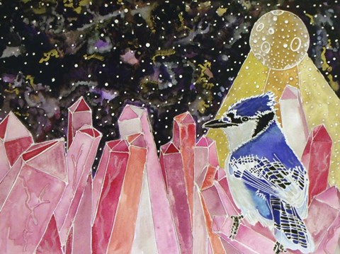 Framed Cosmic Crystal Blue Jay Print