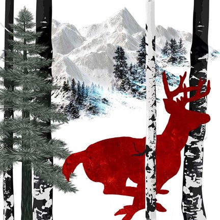 Framed Winter Deer Print