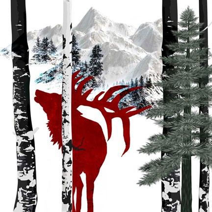 Framed Winter Elk Print