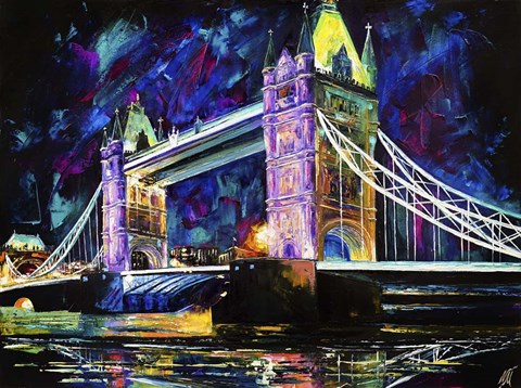 Framed London Tower Bridge at Night Print