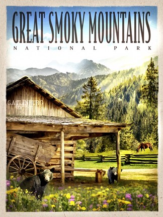 Framed Smokey Mountain Cabin Print