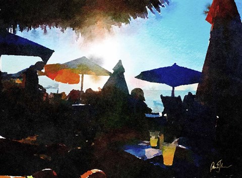 Framed Sunset Umbrellas Print