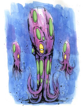 Framed Octopi Family Print