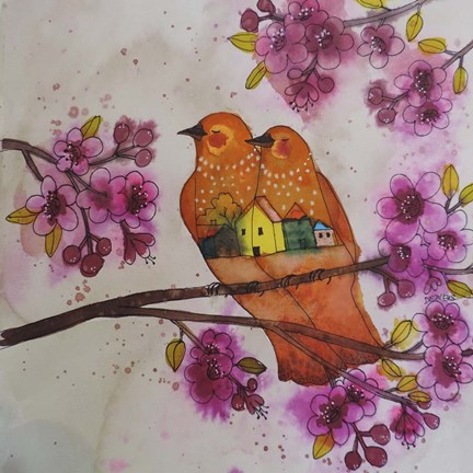 Framed Sous Les Cerisiers Print