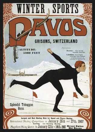 Framed Davos Winter Sports 1907 Print