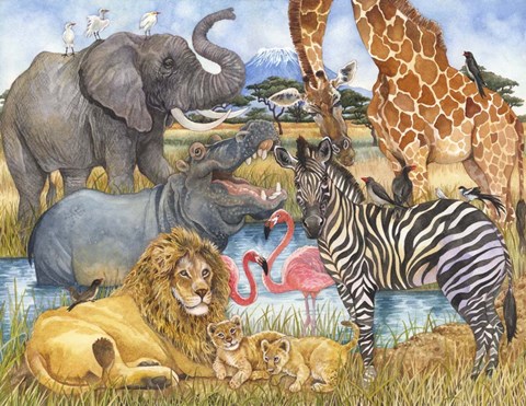 Framed African Animals Print